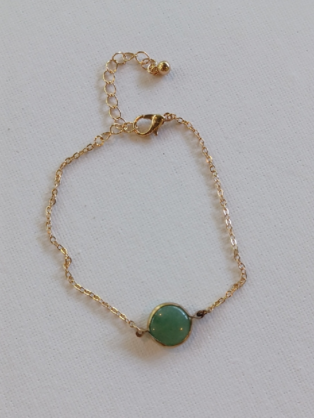 Delicate Chain Bracelet with Natural Green Stone Accent